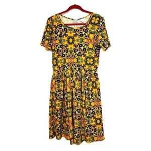* LuLaRoe Pleated Fit & Flare Dress Amelia Large